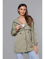 Dámska bunda s tenkou podšívkou olivová (B8119-48)