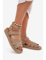 Sandały Damskie Z Rzepami Khaki Uvissa