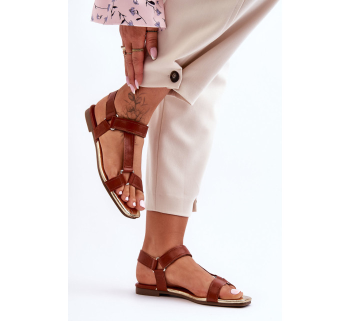 Ploché dámske sandále Lissa so zipsom Camel