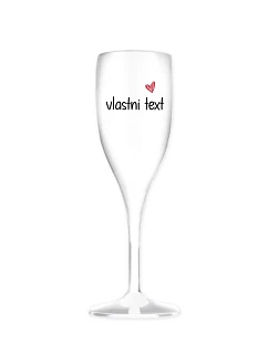 Vlastný text na nerozbitnej pohári na prosecco