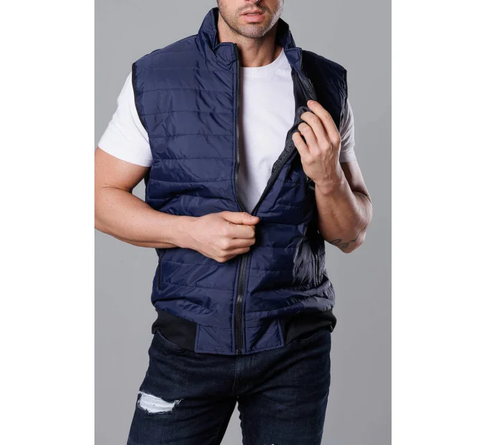 Tmavomodrá pánska prešívaná vesta (8MY77-2)