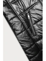 Černá prošívaná dámská bunda s kapucí model 21246815 - S'WEST Černá prošívaná dámská bunda s kapucí model 21246815 - S'WEST