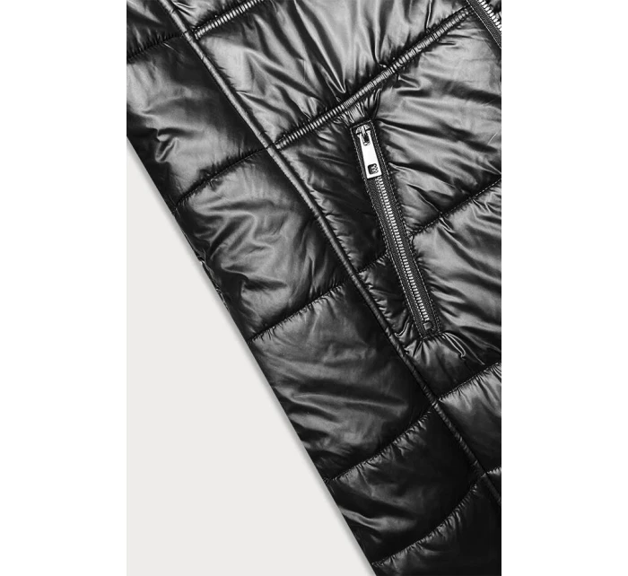 Černá prošívaná dámská bunda s kapucí model 21246815 - S'WEST Černá prošívaná dámská bunda s kapucí model 21246815 - S'WEST