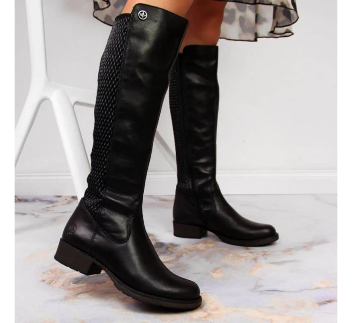 Kožené boty Rieker W model 21891294 černá - Inny