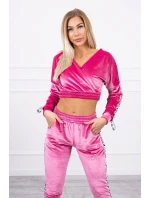 Velúrová súprava s nápisom Queen fuchsia