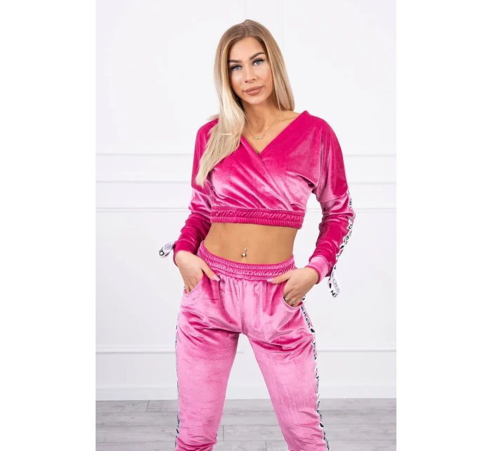 Velúrová súprava s nápisom Queen fuchsia