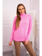 Polovičný sveter s rolákom svetlo ružový