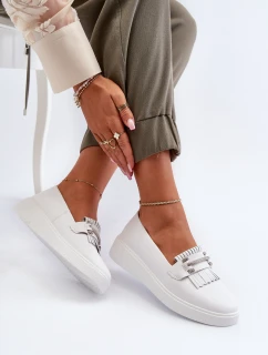 Lehké dámské kozačky z kůže na platformě bílé model 21655886 - S.Barski