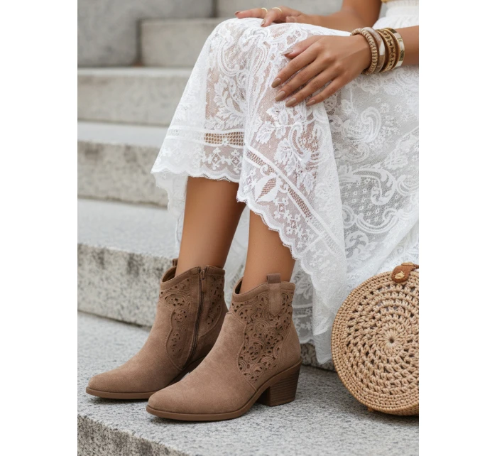 Dámske semišové ažurové boho coffee FashionStreet ZY1355