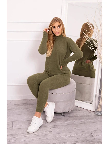 Dvoudílný model 18747408 set z alpaky v barvě khaki - K-Fashion