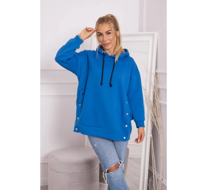 Zateplená mikina s nevädzovo modrými patentkami