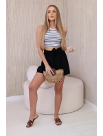 Viskózové šortky viazané v páse čierne