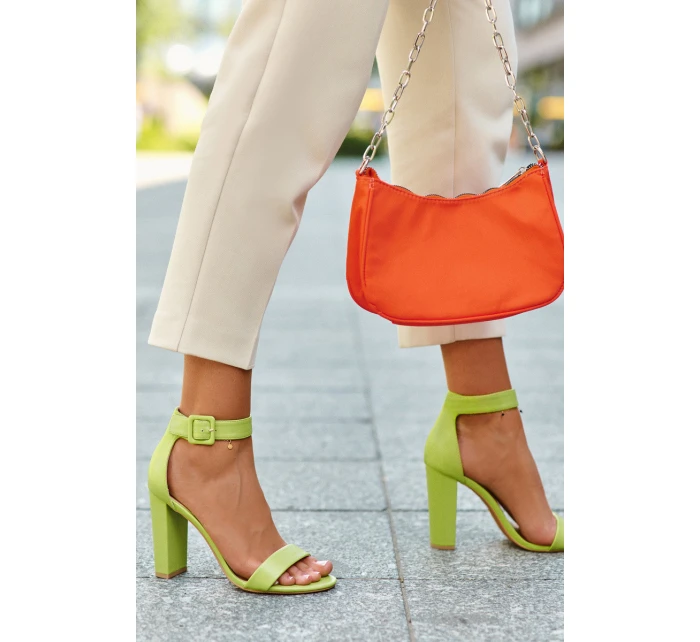 Sandałki Na Obcasie Neonowa Zieleń Georgina