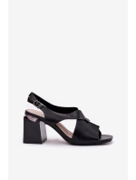 Elegantní Dámské Sandály Na Podpatku model 21695144 Černé - VINCEZA