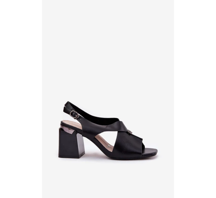 Elegantní Dámské Sandály Na Podpatku model 21695144 Černé - VINCEZA