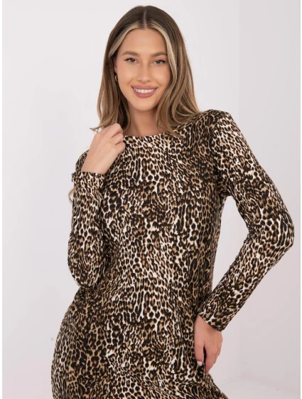 Sukienka RV SK model 21800532 ciemny bezowy - FPrice Sukienka RV SK model 21800532 ciemny bezowy - FPrice