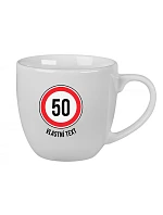 Personalizovaný keramický hrnček 400 ml – dopravná značka k narodeninám