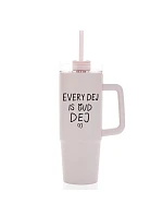 EVERY DEJ IS GUD DEJ - ružový cestovný hrnček s priehľadným viečkom 900 ml