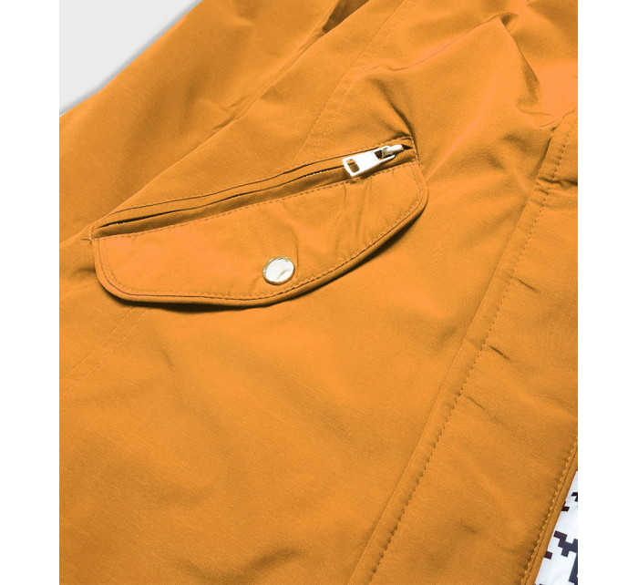Dámska obojstranná bunda do pása v žlto-pepito farbe (M-163)
