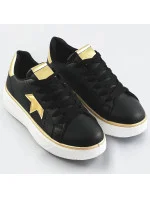 Čierno-zlaté šnurovacie tenisky sneakers s hviezdičkou (BB126A)