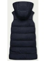 Tmavo modro-čierna obojstranná dlhá dámska vesta (V723) Tmavo modro-čierna obojstranná dlhá dámska vesta (V723)