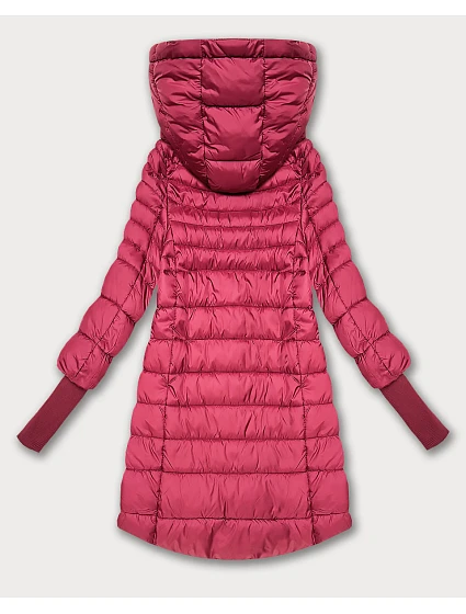 Růžová dámská bunda pro přechodné období s stahovacími lemy model 21389932 - FLY MODA