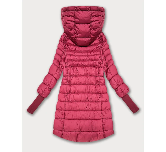 Růžová dámská bunda pro přechodné období s stahovacími lemy model 21389932 - FLY MODA