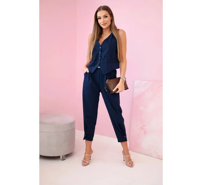 Set vesta + kalhoty námořnická modř