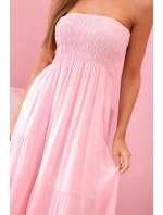 Dámské viskózové šaty s elastickým topem bonbónově růžová