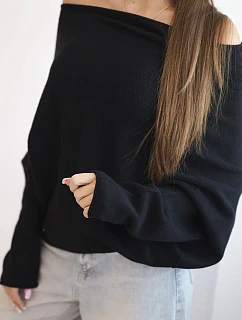 Dámský asymetrický model 22281559 svetr viskózový černý - K-Fashion