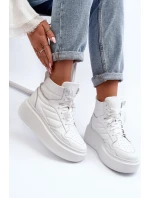 model 21647188 Dámské Kožené Sportovní Boty Na Platformě Bílé - Zazoo model 21647188 Dámské Kožené Sportovní Boty Na Platformě Bílé - Zazoo