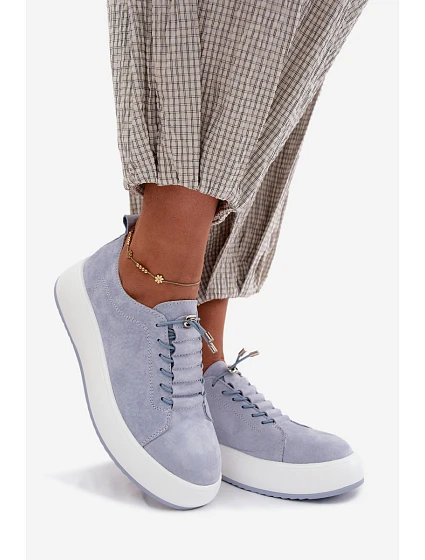 Polobotky Sneakersy na platformě z přírodního semiše modré model 22196199 - Boto Polobotky Sneakersy na platformě z přírodního semiše modré model 22196199 - Boto
