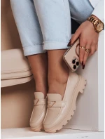 Dámske mokasíny s plochou podrážkou ELEGANCIO beige FashionStreet ZY0709