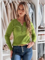 Dámské tričko s dlouhým rukávem limetkově zelené Dstreet model 21985664 - FashionStreet