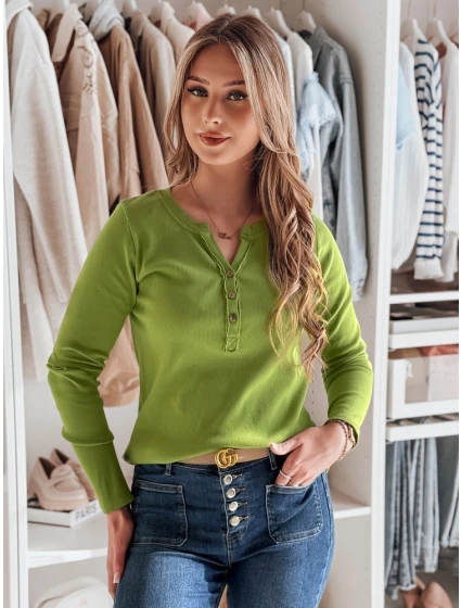 Dámské tričko s dlouhým rukávem limetkově zelené Dstreet model 21985664 - FashionStreet