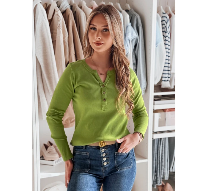 Dámské tričko s dlouhým rukávem limetkově zelené Dstreet model 21985664 - FashionStreet