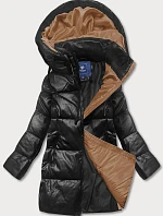 Dámska bunda voľného strihu v čiernej a hnedej farbe (ag6-20b)