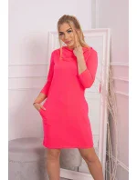 Šaty s kapucí a kapsami růžové neonové Šaty s kapucí a kapsami růžové neonové