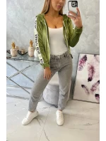 Velurová mikina s kapucí zelená Velurová mikina s kapucí zelená