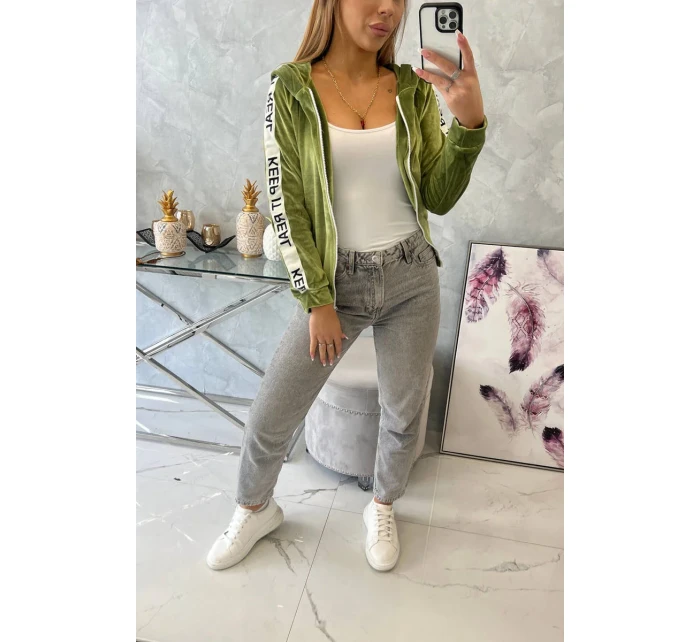 Velurová mikina s kapucí zelená Velurová mikina s kapucí zelená