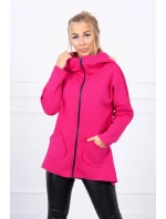 Zateplená mikina s prodlouženými zády a kapsami fuchsiová