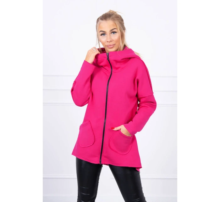 Zateplená mikina s prodlouženými zády a kapsami fuchsiová