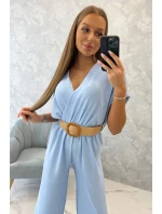 Kombinéza s ozdobným páskem v pase modrá