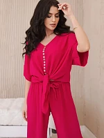 Súprava blúzky a nohavíc vo fuchsiovej farbe