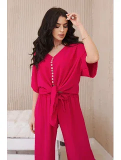 Súprava blúzky a nohavíc vo fuchsiovej farbe