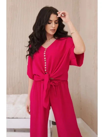 Súprava blúzky a nohavíc vo fuchsiovej farbe
