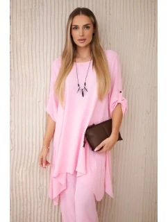Súprava blúzka + nohavice s príveskom candy pink