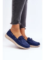 Dámské mokasíny s mašlí tmavě modré model 21650293 - VINCEZA