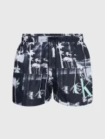 Pánske čierno-biele plavky s palmami KM0KM00968 0GL - Calvin Klein