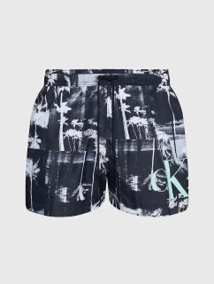 Pánske čierno-biele plavky s palmami KM0KM00968 0GL - Calvin Klein
